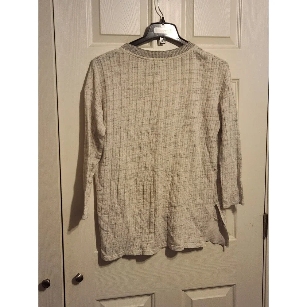 ZARA Basic Collection Women’s Ivory Knit Sweater Top Long Sleeve Slit Sides sz L